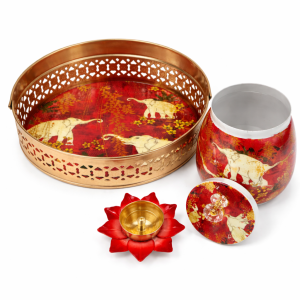 Pichwai Printed Decorative Metal basket set