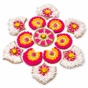 Handcrafted Pom-Pom Rangoli Mat|Deepavali & Festive Décor