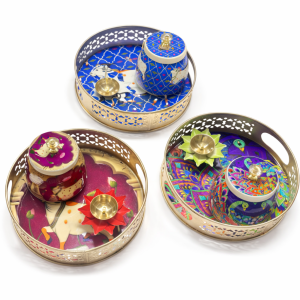 Pichwai Printed Decorative Metal Tray