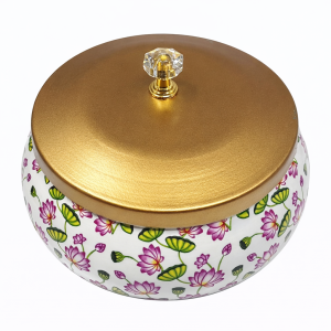 Pichwai Printed Decorative Metal Jar