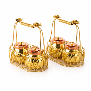 Decorative Metal Basket with Jar Set