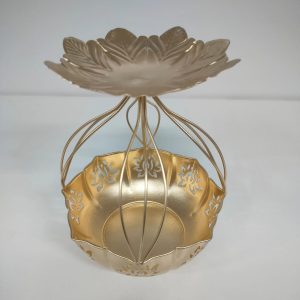Metal Urli Bowl with Floral Design & Tealight Candle Holders | Ideal for Home Décor