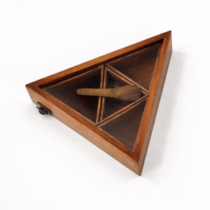 Handmade Mango Wood Spice Box with Glass Lid | Triangle Masala Dabba | Kitchen Organizer