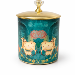 Pichwai Printed Metal Storage Jar for Home Décor & Gifting