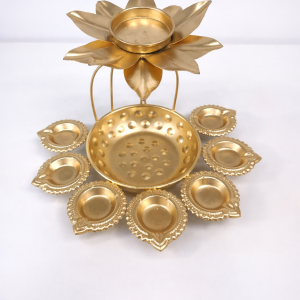 METAL LOTUS DIYA STAND | DECORATIVE DIWALI & FESTIVE HOME DÉCOR