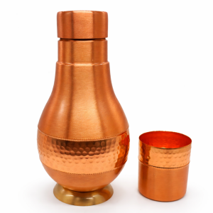 Copper Water Bottle Printed Jug with Inbuilt Glass | Eco Friendly