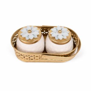 Metal Storage Jar & Basket Set of 3 | Decorative Kitchen Containers