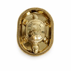 Brass Turtle Vaastu Feng Shui Tortoise on Plate for Wealth