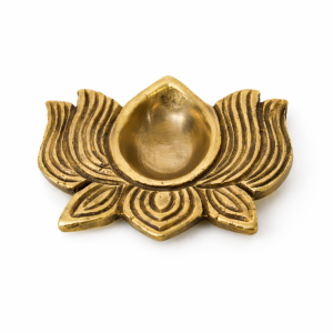 Brass Lotus Diya for Pooja & Home Mandir | Small Brass Oil Lamp