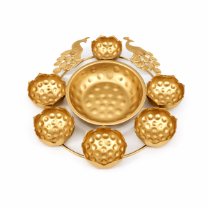 Peacock Design Metal Urli Bowl – Floating Flower & Tealight Holder