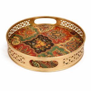 Printed Decorative Metal Tray – 8 Inch Lightweight Serving Tray