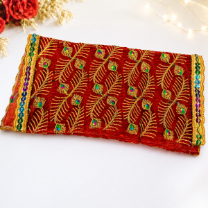 Red Net Pooja Backdrop Aasan Mat 36x18 Inch (1 Pc)