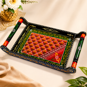 Handmade Wooden Serving Tray Multicolor (1 Pc)