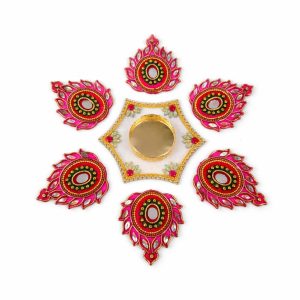 Reusable Handcrafted Rangoli and Tealight Holder | Beautiful Festive Home Decor Rangoli