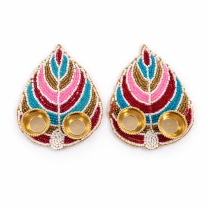 Elegant Handcrafted Haldi Kumkum with Beadwork for Weddings & Festive Décor