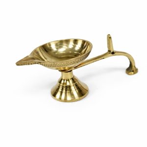 Brass Aarti Diya with Handle for Pooja & Rituals