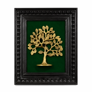 Premium Brass Kalpavriksham Wall Frame | Teak Wood Pooja Hanging