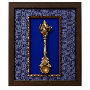 Premium Brass Ganesha with Uthrani spoon Wall Frame | Pooja Décor