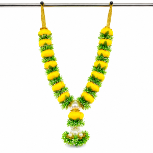 Artificial Flower Garland with Pearls | Festive & Pooja Decor Mala