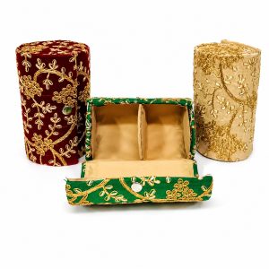 Multicolour Embroidered Bangle Organiser Box for Women | Return Gift Storage Case