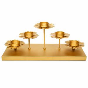 Side view of the flower shaped tealight candle holders with stand