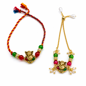 Closer view of Ganesha rakhi set.