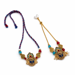Krishna face rakhi set closeup view