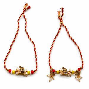 Baby Krishna rakhi set front view