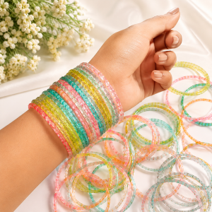 Colorful Glass Bangles Set for Women & Girls | Ethnic 12 Pcs (2.4-2.6)