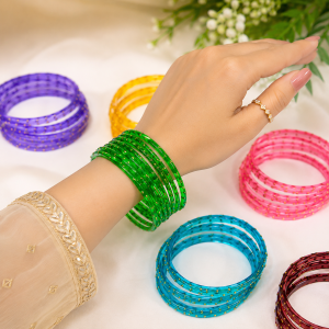 Colorful Glass Bangles Set for Women & Girls | Ethnic 4 Pcs 2.6"