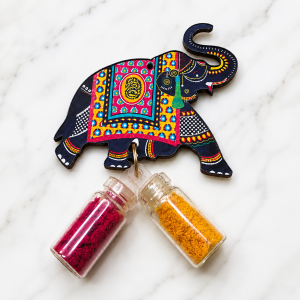 Elephant shaped Haldi Kumkum holder along with fridge magnet.
