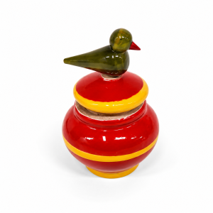 Wooden kumkum holder with parrot lid