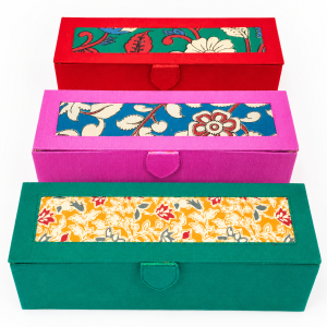 MDF brocade bangle organizer in assorted colors.