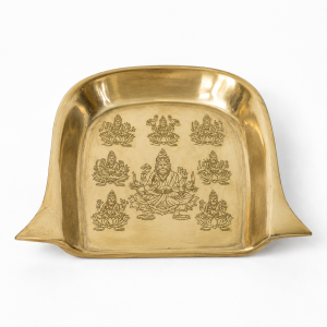 Mini Brass Ashtalakshmi muram with 8 Lakshmis engraved in it.