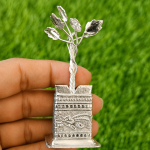 German Silver Style Tulsi Plant with Brindavan Base | 2.5 / 3 inches