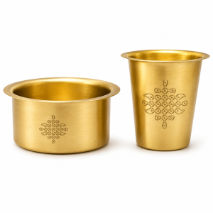 Brass davara set with pulli kolam print for filter coffee.