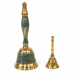 Two different patterns of brass pooja bell.