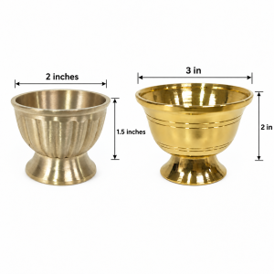 2 different patterns of brass pyali katoris