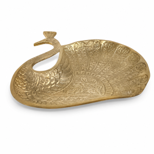Peacock shaped brass plate