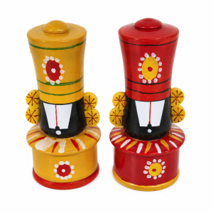 Wooden Balaji Haldi Kumkum Boxes Set | Hand-Painted Haldi Kumkum Holder | 3 Inches