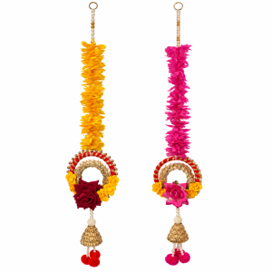Artificial Flower Door Hanging Latkan 26 Inches | Wall Hanging with Bell & Tassel | Deepavali Pooja Festive & Home Décor | 1 Pc