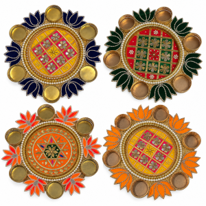 Rangoli with Tealight Holder Pack of 1 | Decorative Tealight Candle Holder for Diwali, Festive & Home Décor | 9.5–10 Inches