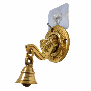 Handcrafted Brass Elephant Face Wall & Door Decorative Bell 4 Inches | Brass Hanging Bell for Main Door, Pooja Room, Home Décor & Housewarming Gift | 1 Pc