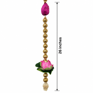 Artificial Foam Lotus with Gota Ball Wall Hanging 26 Inches | Deepavali, Pooja & Festive Décor | 1 Pc