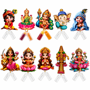God / Goddess Printed haldi kumkum holder magnets.