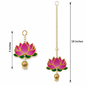 Handmade Lotus Wall Hanging with Gota Ball | MDF Lotus Hanging for Navrathri, Deepavali, Pooja & Festive Décor | 5 Inch / 18 Inch | 1 Pc