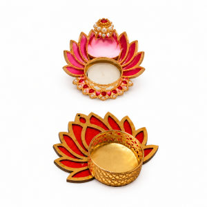 Reusable Lotus Design Tealight Candle Holder | 3 - 4 Inches | Deepavali, Pooja & Festive Decor | 1 Pc