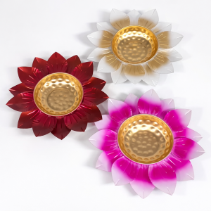 Lotus Design Urli Bowl 12 Inch | Decorative Metal Urli for Floating Flowers, Water & Tealight Candles | Home, Pooja, Festive Décor & Gifting | Pack of 1