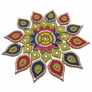Reusable Acrylic Rangoli Set 29 Pcs | Multicolor Kundan Rangoli for Deepavali, Pooja & Festive Floor Décor | 10 Inches