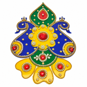 Reusable Acrylic Rangoli Set 8 Pcs | Peacock Design Kundan Rangoli for Pooja, Deepavali & Festive Decor | 9 Inches